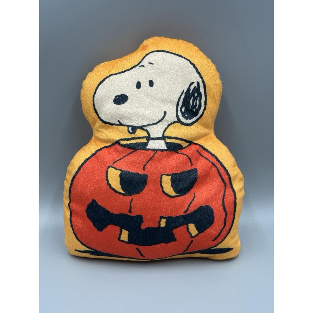 Peanuts Snoopy Halloween Pumpkin Jack O Lantern Plush Pillow 12 Inch Tall